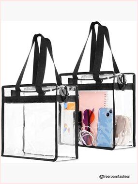 Large Clear Tote Bag 12x6x12 Stadium Approved PVC Transparent